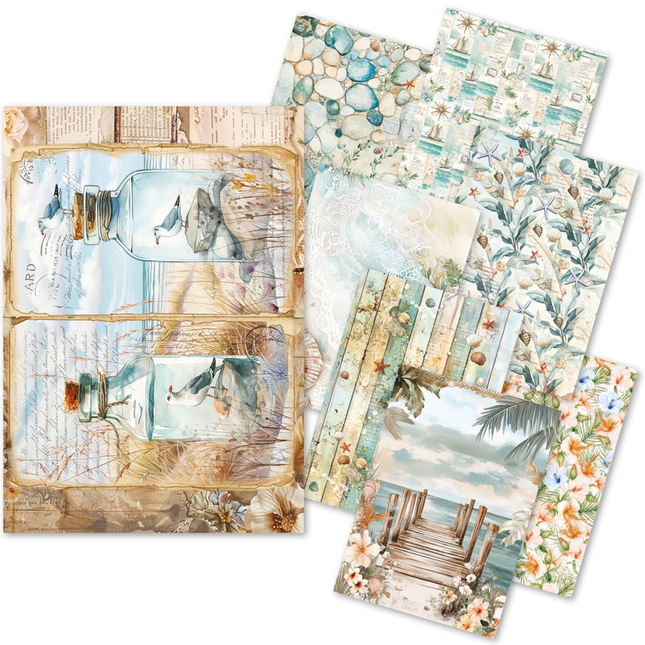 RICE PAPER A5 MIXED 8/PKG SUMMER DAYS