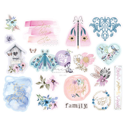 Watercolor Floral Collection Chipboard Stickers - 20 pcs w/ foil details / chipboard stickers