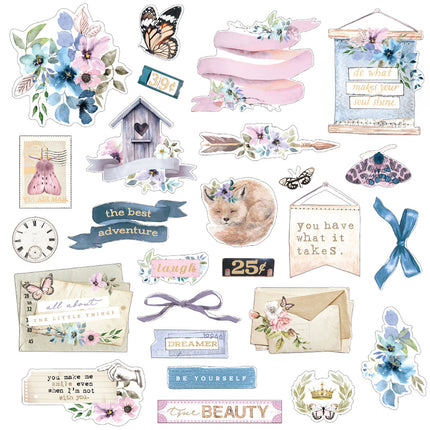 Watercolor Floral Collection Ephemera - 25 pcs w/ foil details / paper
