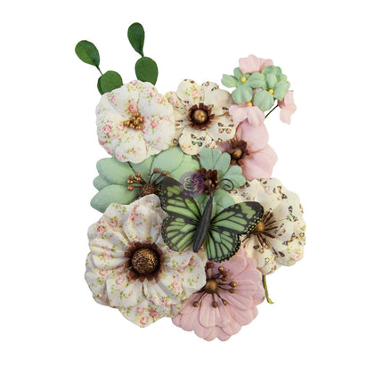Prima Flowers® My Sweet Collection - Sewn With Love -  12 pcs / 0.5- 2 in / mulberry paper