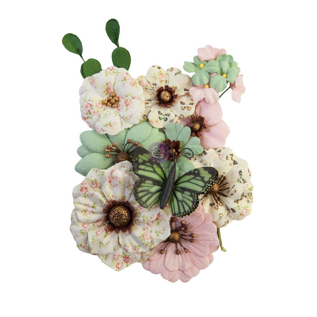 Prima Flowers® My Sweet Collection - Sewn With Love -  12 pcs / 0.5- 2 in / mulberry paper