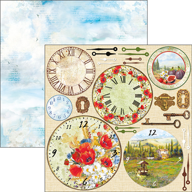 Tuscan Clocks Paper Sheet 12"x12"