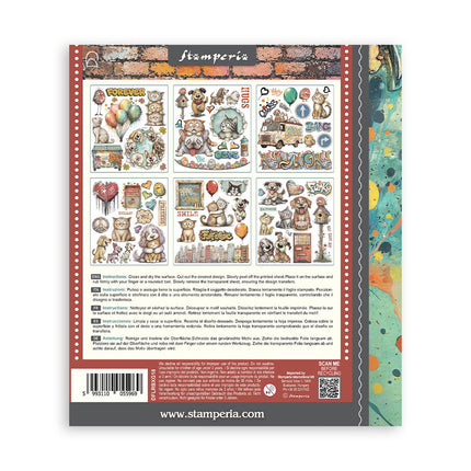 Printed Decorative Rub on selection for Art and Craft cm 20,5x23 - Furry Friends 2