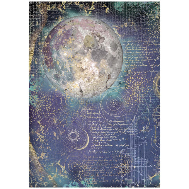 Printed A4 Rice paper for Art and Craft - Cosmos moon