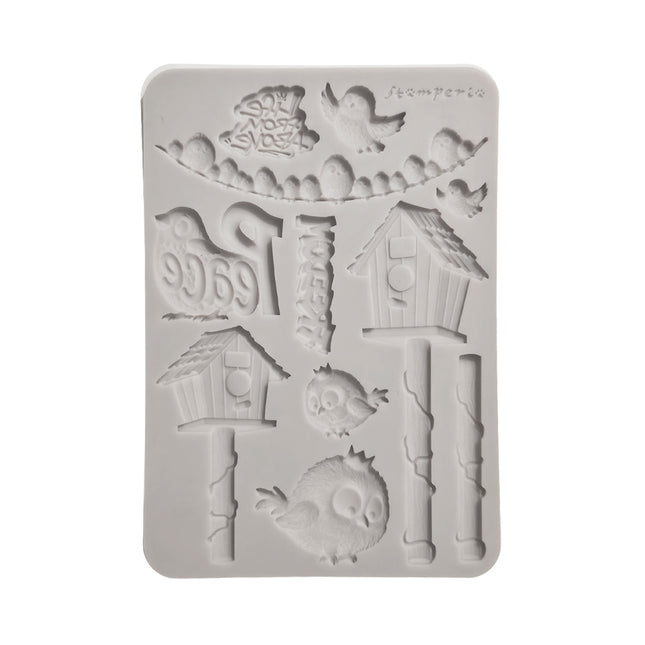 Silicon mould Designs A5 for Art and Craft - Furry Friends 2 birds