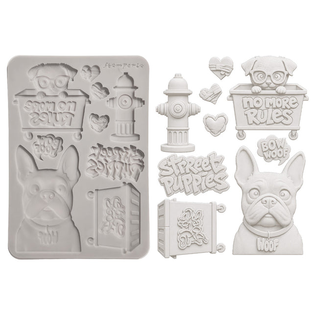 Silicon mould Designs A5 for Art and Craft - Furry Friends 2 dogs