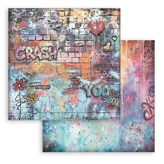 12”x12” (30.5cmX30.5cm) Double sided printed sheet – Furry Friends 2 graffiti flowers