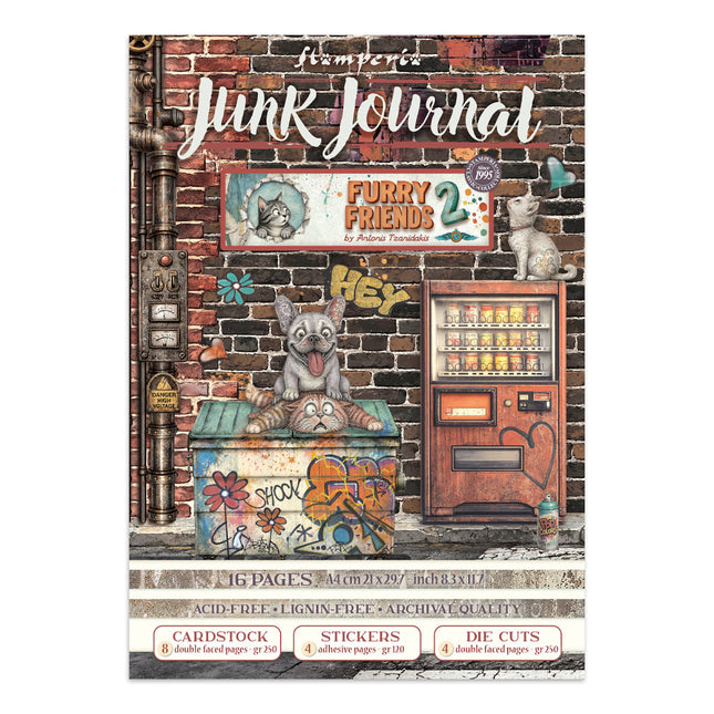 Printed Art Junk journal: stickers, cut-outs, backgrounds for Art and Craft - Furry Friends 2