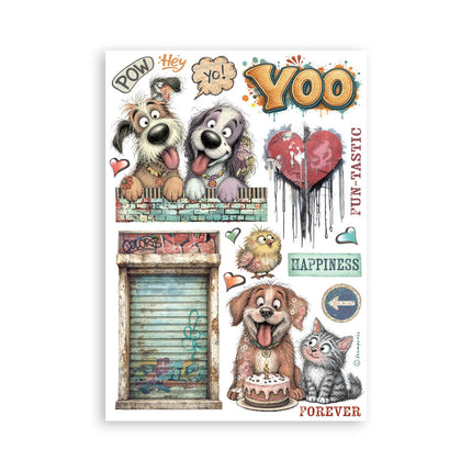 Printed Washi pad for Art and Craft A5 8 sheets - Furry Friends 2