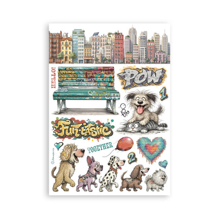Printed Washi pad for Art and Craft A5 8 sheets - Furry Friends 2