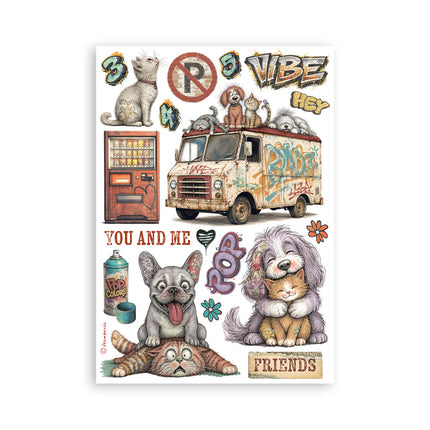 Printed Washi pad for Art and Craft A5 8 sheets - Furry Friends 2