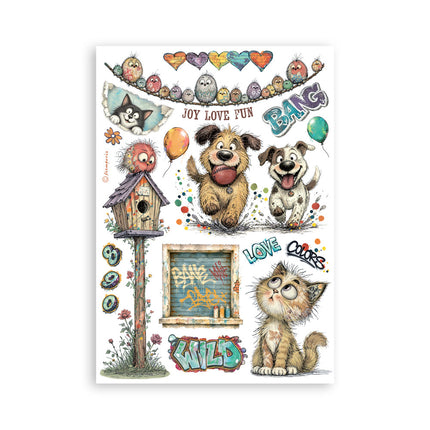 Printed Washi pad for Art and Craft A5 8 sheets - Furry Friends 2