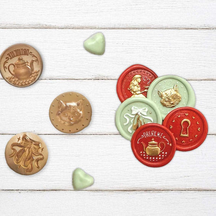 Set  6 pcs seals diam cm  2,5  - Alice in Christmas