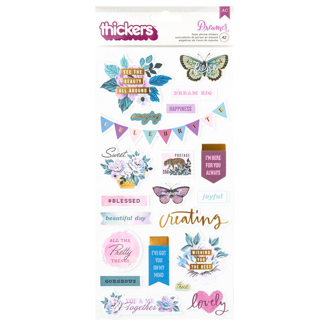 Dreamer Thickers Foam Phrase Stickers (42pcs)
