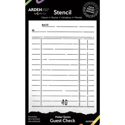 Arden Creative Studio Maker Series 4x6 Inch Stencil Guest Check