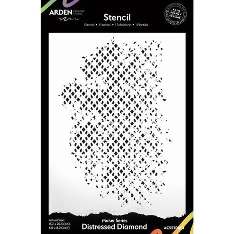 Arden Creative Studio Maker Series 6x8 Inch Stencil Distressed Diamond