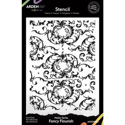 Arden Creative Studio Maker Series 6x8 Inch Stencil Fancy Flourish