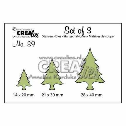 Crealies • Set van 3 snijmallen no.39 Kerstbomen dun