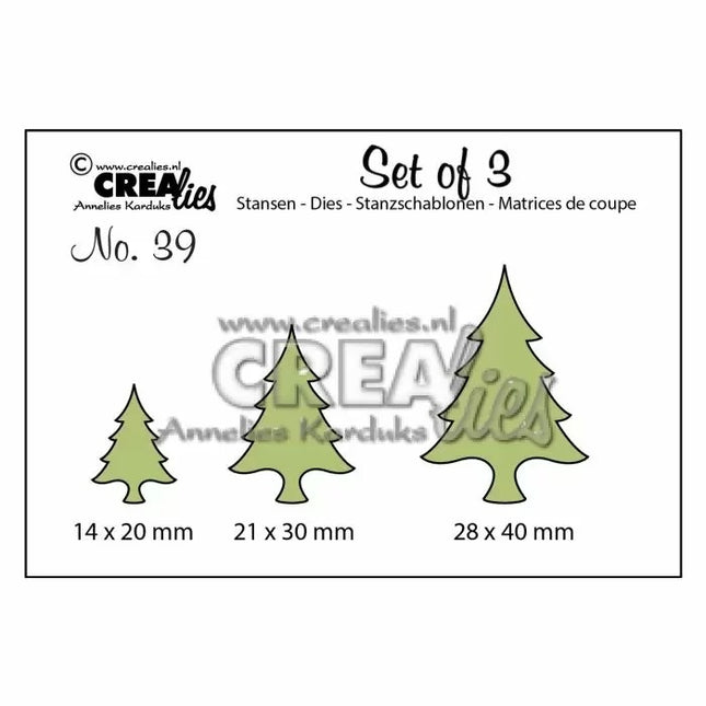 Crealies • Set van 3 snijmallen no.39 Kerstbomen dun