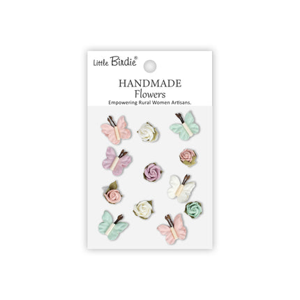 Handgemaakte Bloemen Roses & Butterflies - Fairy Garden 12pc
