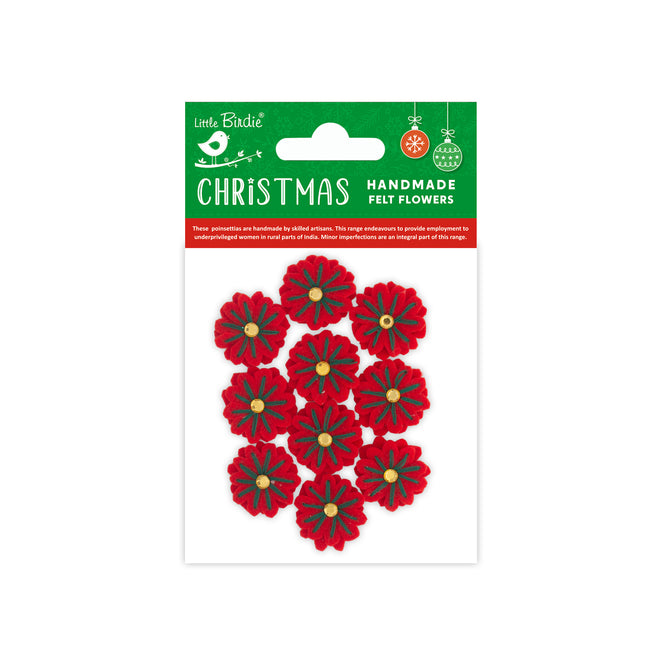 Handgemaakte Vilten Bloemen - Zara Cherry Red 10pc