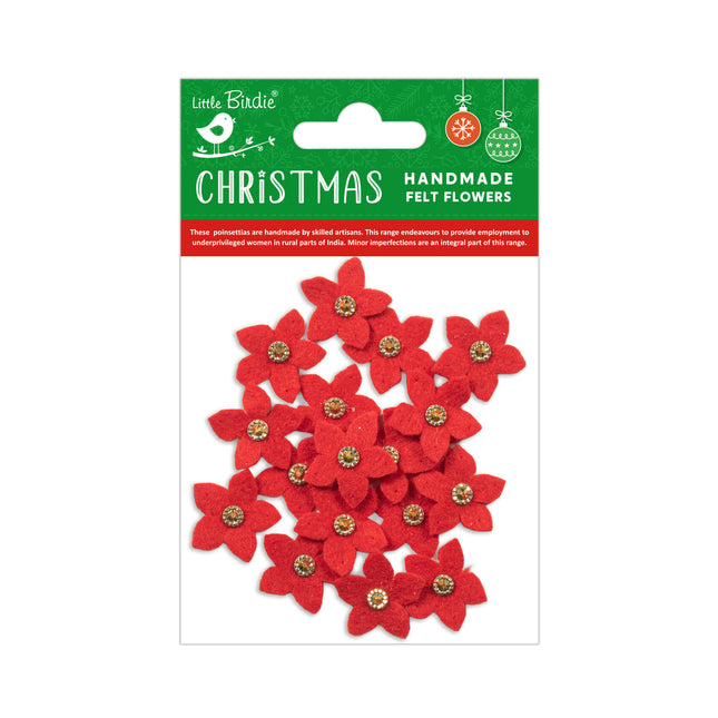 Handgemaakte Vilten Bloemen - Emma Cherry Red 18pc