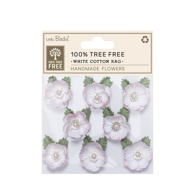 Handgemaakte Bloemen Butter Cup - Wit Cotton Rag 8pc