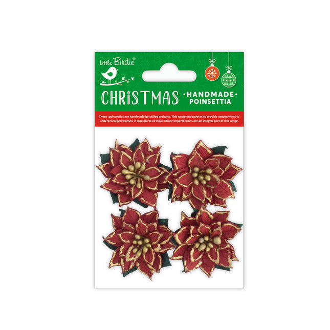 Kerst Handgemaakte Bloemen - Jolly Poinsettia 4pc