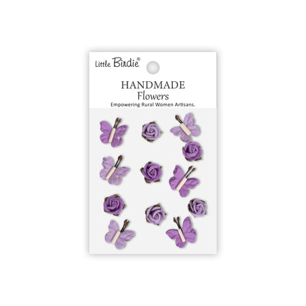 Handgemaakte Bloemen Roses & Butterflies - Lilac Whisper 12pc