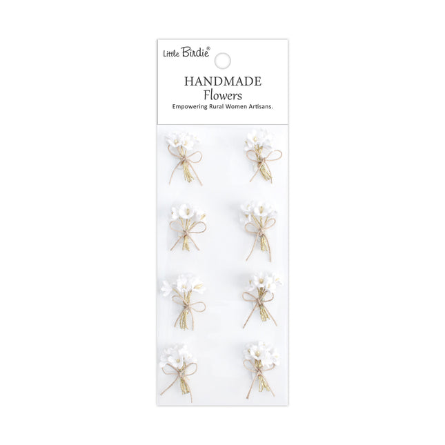 Handgemaakte Bloemen Bouquet - Frosty White 8pc