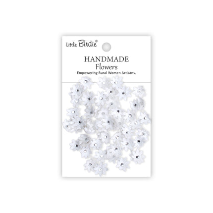 Handgemaakte Bloemen Micro Jewlled Florettes - Frosty White 60pc