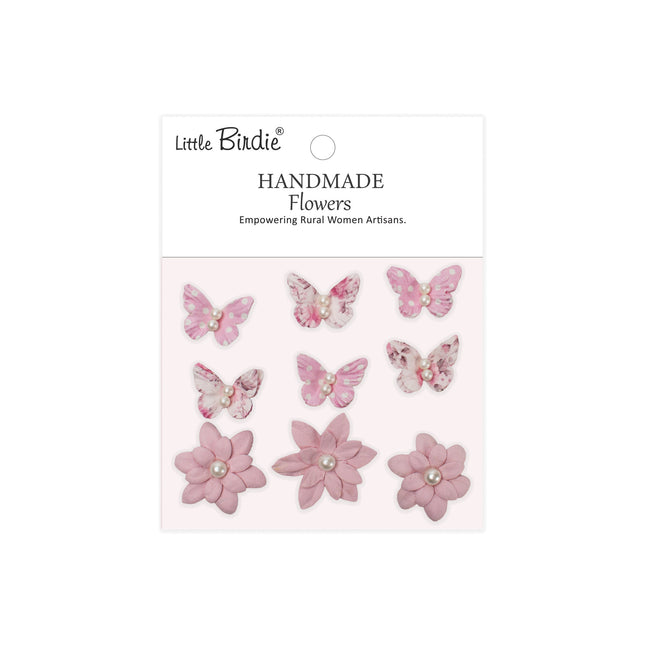 Handgemaakte Bedrukte Papieren Bloemen - Timothy, Pink symphony 9pc