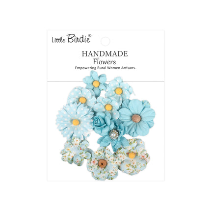 Handgemaakte Bedrukte Papieren Bloemen - Mira, Blue Symphony 11pc