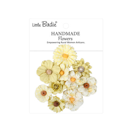Handgemaakte Bedrukte Papieren Bloemen - Mira, Yellow symphony 11pc