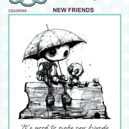 Andy Skinner Pre-Cut Rubber Stamp Botology New Friends (CEASR068)