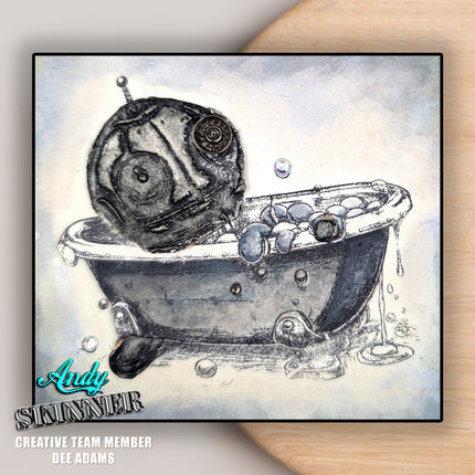 Andy Skinner Pre-Cut Rubber Stamp Botology Wash Your Worries Away (CEASR070)