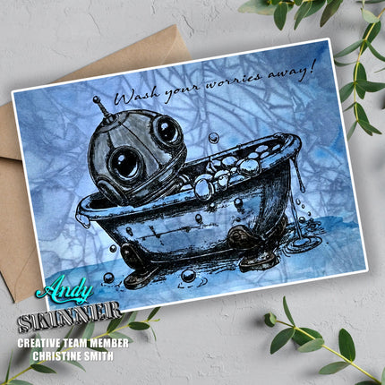 Andy Skinner Pre-Cut Rubber Stamp Botology Wash Your Worries Away (CEASR070)