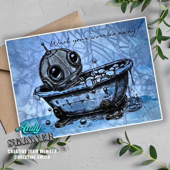 Andy Skinner Pre-Cut Rubber Stamp Botology Wash Your Worries Away (CEASR070)