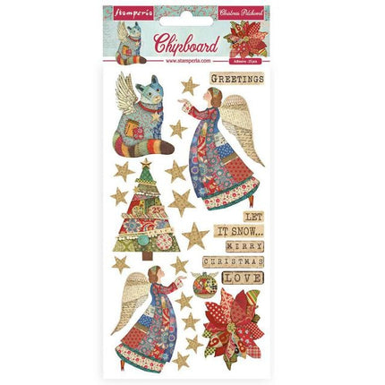 Chipboard cm 15x30 - Christmas patchwork