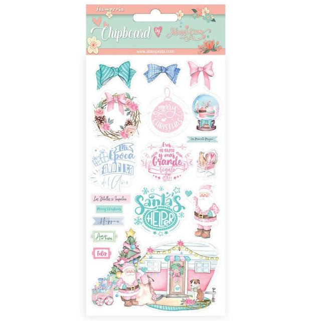 Chipboard cm 15x30 - Christmas rose