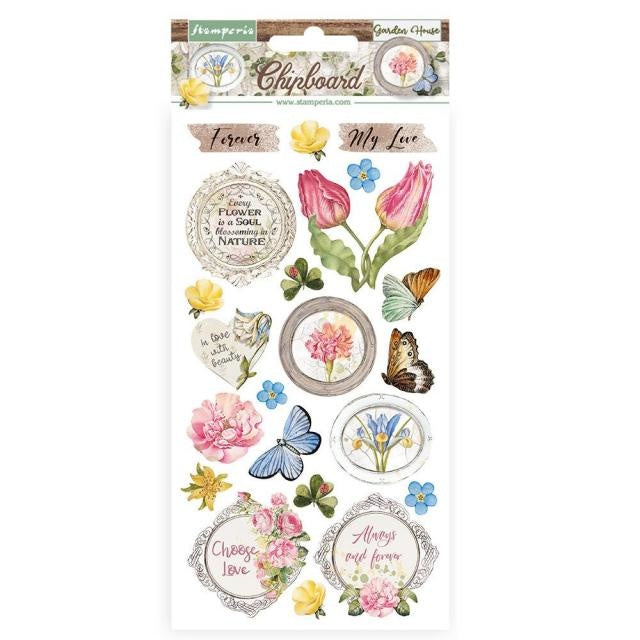 Chipboard cm 15x30 - Romantic Garden House