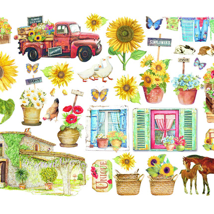 Ephemera  - Sunflower Art elemens and sunflowers