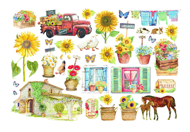Ephemera  - Sunflower Art elemens and sunflowers