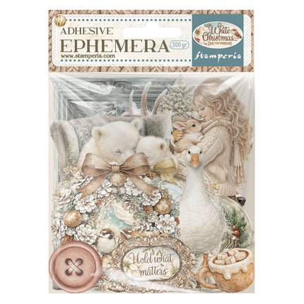 Printed Decorative Ephemera for Art and Craft - White Christmas