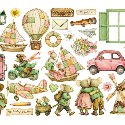 Printed Decorative Ephemera for Art and Craft - Cozy Family