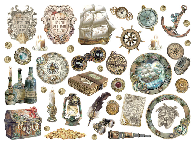 Die cuts assorted - Songs of the Sea ship and treasures