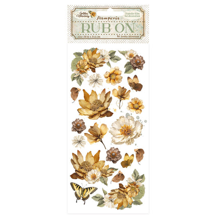 Rub-on cm 10,16x21,6 - Golden Harmony flowers