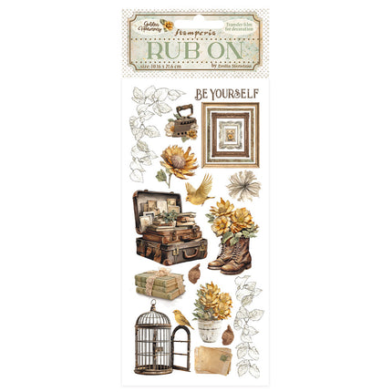 Rub-on cm 10,16x21,6 - Golden Harmony suitcase and cage