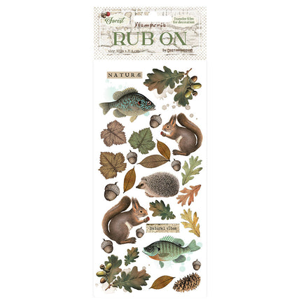 Rub-on cm 10,16x21,6 - Forest leaves and animals