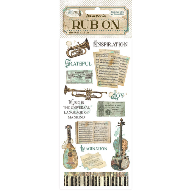 Rub-on cm 10,16x21,6 - Music instruments